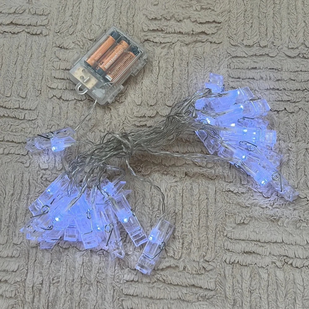 Photo clip string lights, multiple settings, white, New condition